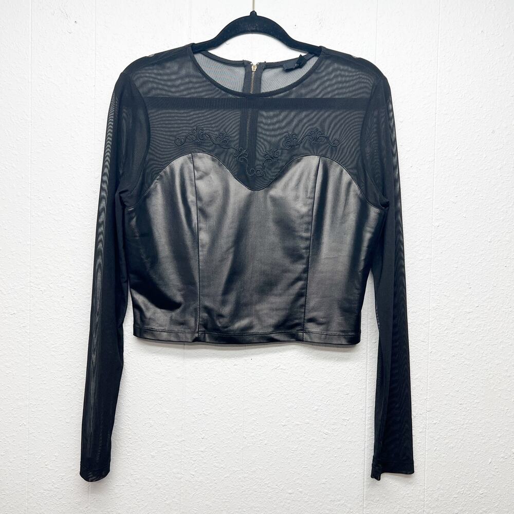 Iris Los Angeles Faux Leather Mesh Top Women XL Whimsigoth Witchy Y2K Dark Fairy